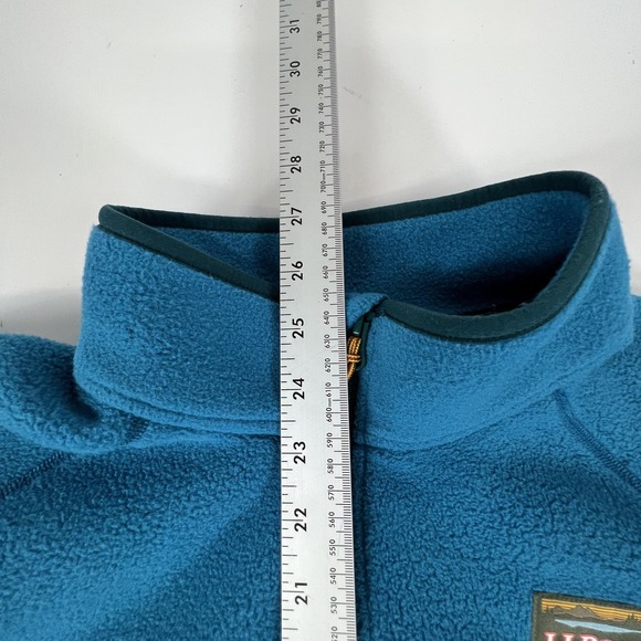 LL Bean Fleece Quarter‎ Zip Pullover Colorblock Blue Rust Men's Size L REG - Picture 10 of 12